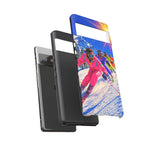 Retro Skiers Phone Case | Neon 80s Skiing Tough Cover