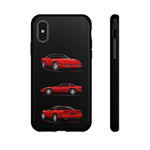 C4 Corvette Art Phone Case Red, Three-View Vector Cover, Gift