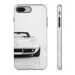 White Corvette Art Phone Case, C3 Stingray Sports Car Tough Cover, Gift