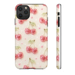 Pink Cherry Pattern Phone Case | Cute Retro Fruit Design