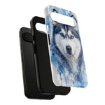 Husky Watercolor Art Tough Phone Case - Icy Blue Dog Portrait