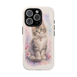 Maine Coon Watercolor Heart Phone Case Watercolor Kitten Art Gift