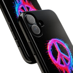 Glitch Peace Sign Phone Case, RGB Melt Digital Art Tough Cover, Gift