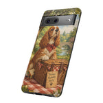 Cocker Spaniel Picnic Scene phone case | vintage dog art