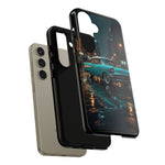 Vintage Teal 1957 Bel Air Classic Car Tough Case | Retro Rainy City Phone Cover