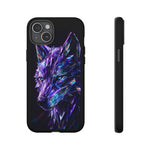 Holographic Wolf Phone Case, Fractured Prism Iridescent Cover
