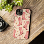 Pink Cowboy Boots phone case | Western pattern | Pastel stars