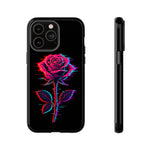 Glitch Rose Neon Phone Case Vaporwave Tough Cover