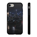Black C7 City Skyline Rooftop Sports Car Tough Phone Case