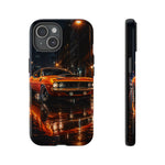 Orange Cuda Phone Case, Rainy City Night Muscle Car Tough Cover