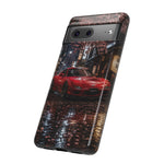 Red FD RX-7 Blossom Alley Tough Phone Case - Rain-Slicked Night