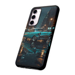 Vintage Teal 1957 Bel Air Classic Car Tough Case | Retro Rainy City Phone Cover