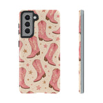 Pink Cowboy Boots phone case | Western pattern | Pastel stars