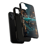 Vintage Teal 1957 Bel Air Classic Car Tough Case | Retro Rainy City Phone Cover