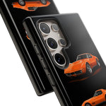 C3 Corvette Art Phone Case Orange, Three-View Vector Cover, Gift