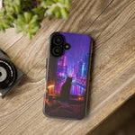 Lo-Fi Cat Neon Rain Window Vaporwave Art Tough Phone Case