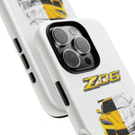 Z06 Corvette Phone Case, Yellow Sketch Reveal Chrome Cover