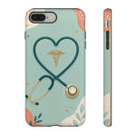 Stethoscope Heart Phone Case, Nurse Icon Teal Cover