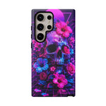 Synthwave Skull Neon Floral Vaporwave Art Tough Phone Case