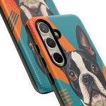 Boston Terrier Pop-Art Portrait Tough Phone Case - Teal Orange