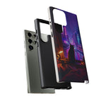 Lo-Fi Cat Neon Rain Window Vaporwave Art Tough Phone Case