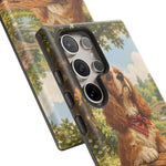 Cocker Spaniel Picnic Scene phone case | vintage dog art
