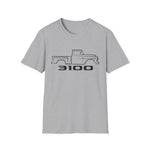1956 3100 Pickup Black Outline Silhouette Emblem Classic Truck T-Shirt Chevy Fan Gift Tee