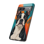 Boston Terrier Pop-Art Portrait Tough Phone Case - Teal Orange