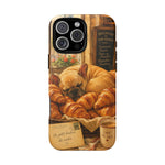 Sleeping French Bulldog with Croissants phone case | cute bakery scene