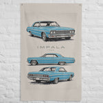 1964 Impala Light Blue Banner 34x56 Garage Man Cave Wall Decor Car Guy Gift