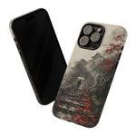 Autumn Temple Steps phone case | Japanese watercolor landscape cover