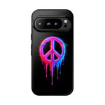 Glitch Peace Sign Phone Case, RGB Melt Digital Art Tough Cover, Gift
