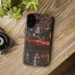 Red FD RX-7 Blossom Alley Tough Phone Case - Rain-Slicked Night