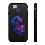 Cresting Wave Glitch Art Tough Phone Case - Blue Magenta