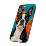 Boston Terrier Pop-Art Portrait Tough Phone Case - Teal Orange