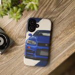 R34 Skyline GT-R Bayside Blue Tough Phone Case for 90s JDM Fans