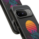 Synthwave Wireframe Hand Retro Sun Phone Case Tough Case