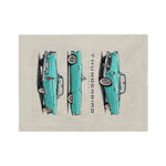 Turquoise 1955 Thunderbird Illustration Blanket | Retro Classic Car Throw