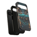 Vintage Teal 1957 Bel Air Classic Car Tough Case | Retro Rainy City Phone Cover