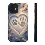 Pet Paw Print Phone Case Snow Heart Tough Cover Gift Art