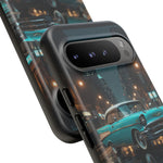 Vintage Teal 1957 Bel Air Classic Car Tough Case | Retro Rainy City Phone Cover