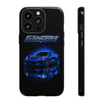 Blue Stingray Sports Car phone case | Neon C8 phone case