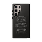 MX-5 Roadster Blueprint Miata Phone Case Featuring Front Side and Rear Views