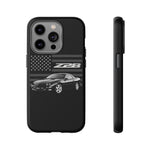 Black Z28 Camaro Phone Case Muscle Car American Flag Tough Cover
