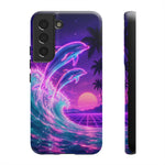 Neon Dolphin Ocean Vaporwave Art Tough Phone Case
