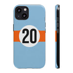 Copy of Blue Orange Number 20 Retro Racing Stripe Tough Phone Case Cover