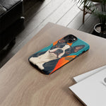 Boston Terrier Pop-Art Portrait Tough Phone Case - Teal Orange
