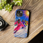 Retro Skiers Phone Case | Neon 80s Skiing Tough Cover