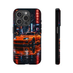 Orange Supra Phone Case, Neon City Night JDM Sports Car Tough Cover