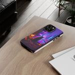 Lo-Fi Cat Neon Rain Window Vaporwave Art Tough Phone Case